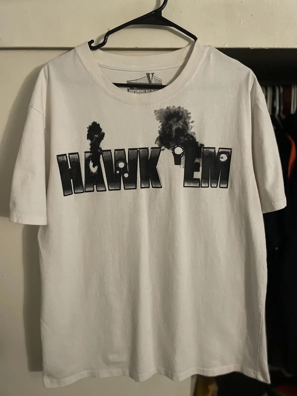 Pop Smoke x VLONE Hawk ‘Em White T-Shirt Size Large